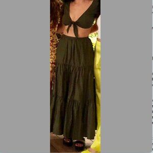 Solid & Striped Matching Skirt and Bralette Set